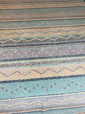 Southwest style Vintage Flat sheet Teal , lavender, tan beige